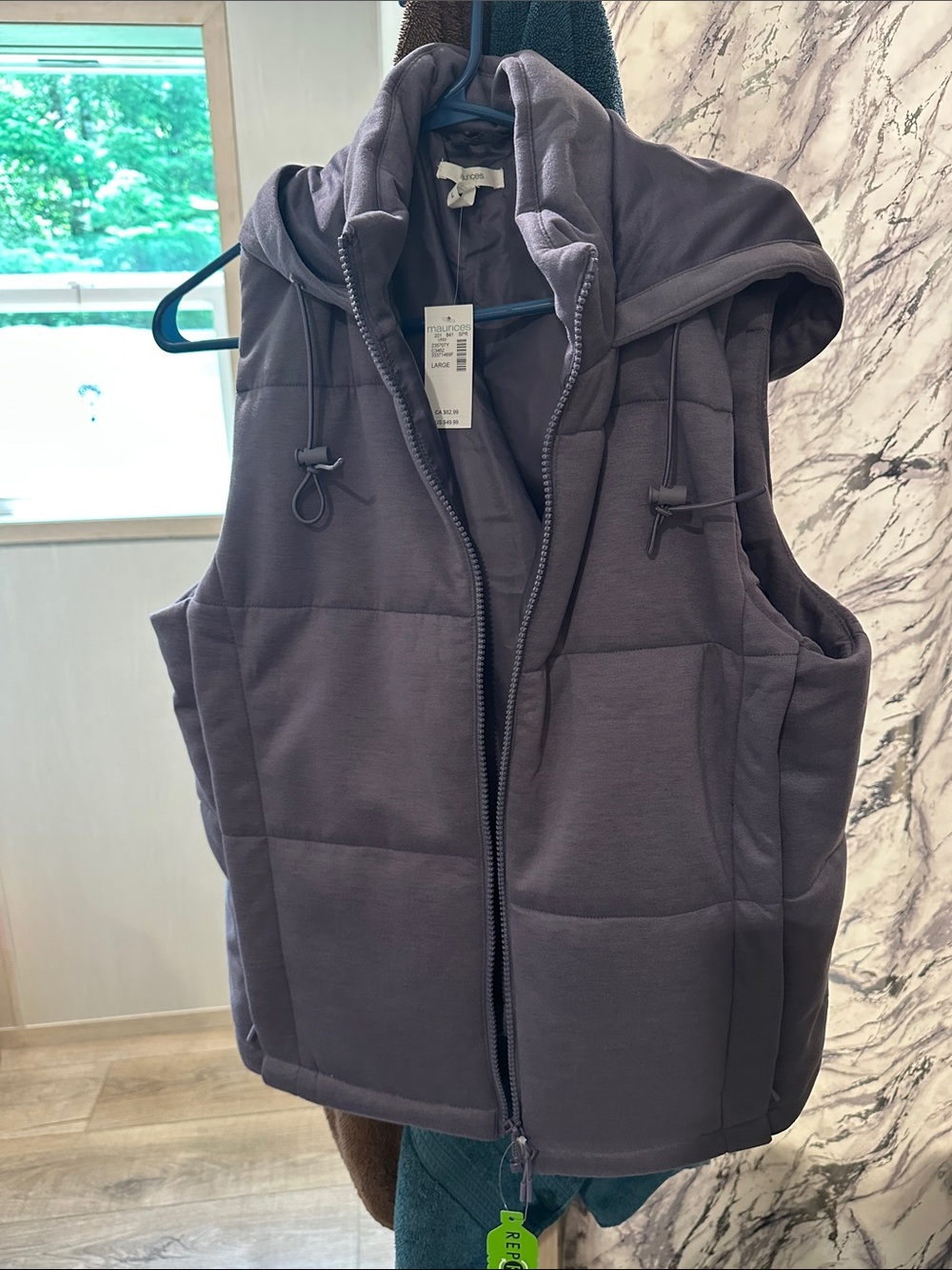 Maurices Satin-Look Puffer Vest in Deep Plum